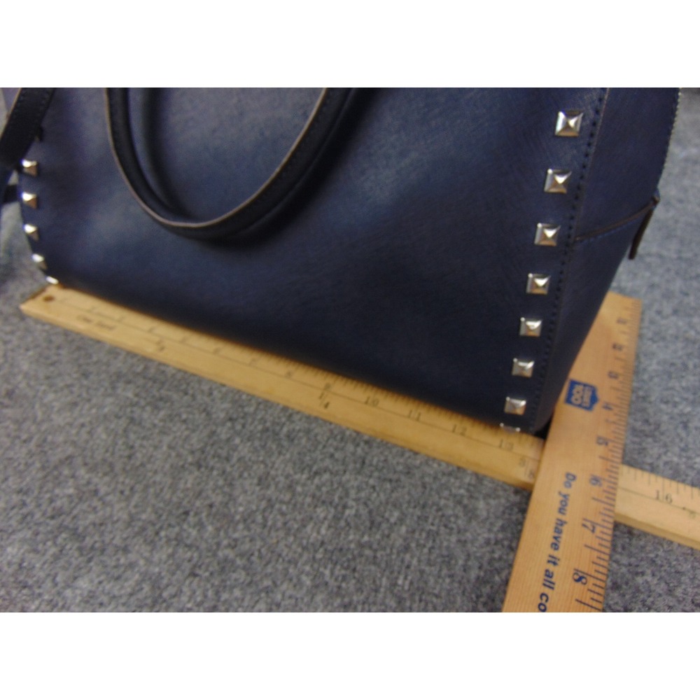 Michael Kors Sutton Satchel Navy Leather Top Zip Structured Bag Top Zip Edgy Bag - Picture 2 of 14